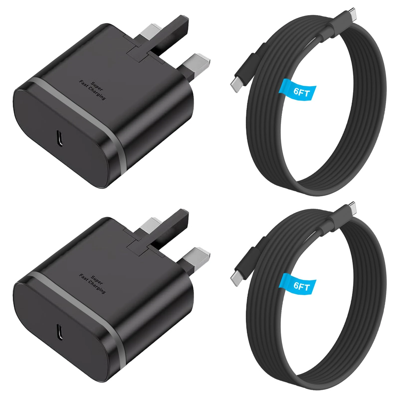 for Samsung Charger, 2 Pack 25W USB C Charger, Super Fast Charging Plug and Cable 2M, Wall Adapter for Samsung Fast Plug for S25/S24/S23 Ultra/S22/S21/S20 FE/A55/A54/A53/A52/A35/A34/Z Fold, Flip 3/4