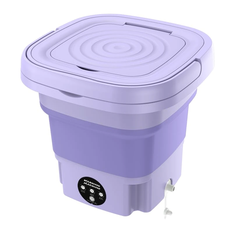 Portable Washing Machine, Foldable Mini Small Washer for Baby Clothes, Underwear or Small Items, Washing Machine for Travelling, Camping, Apartment, Dorm, (European Regulation 8L [Noble Purple])