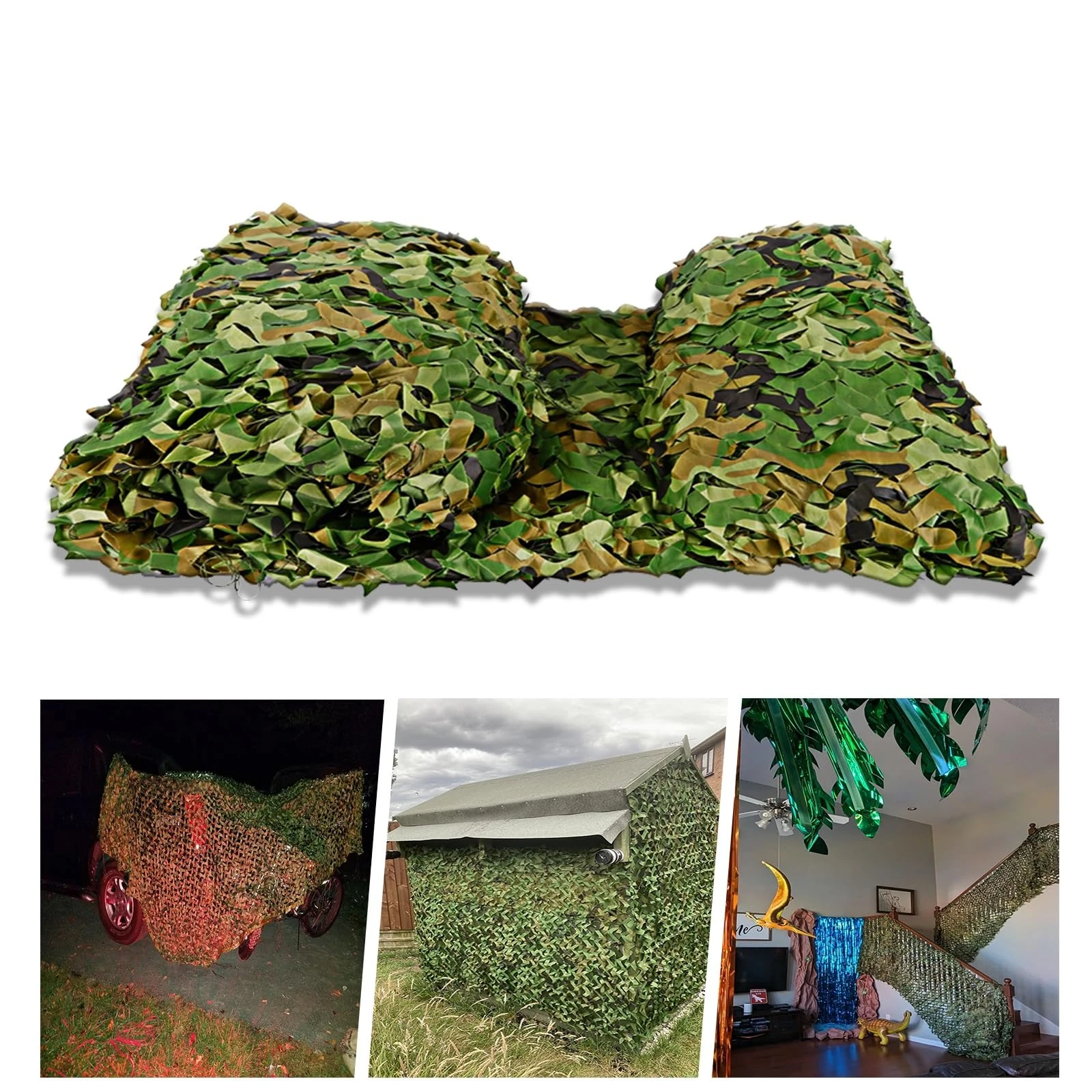 4.0m×6.0m Camo Netting Camouflage Military Spec Netting 13.1×19.6ft for Hunting Photograph Car Cover Paint Ball Shooting Military Decoration Sunshade with Mesh Backing(10x20m/32.8x65.6ft)