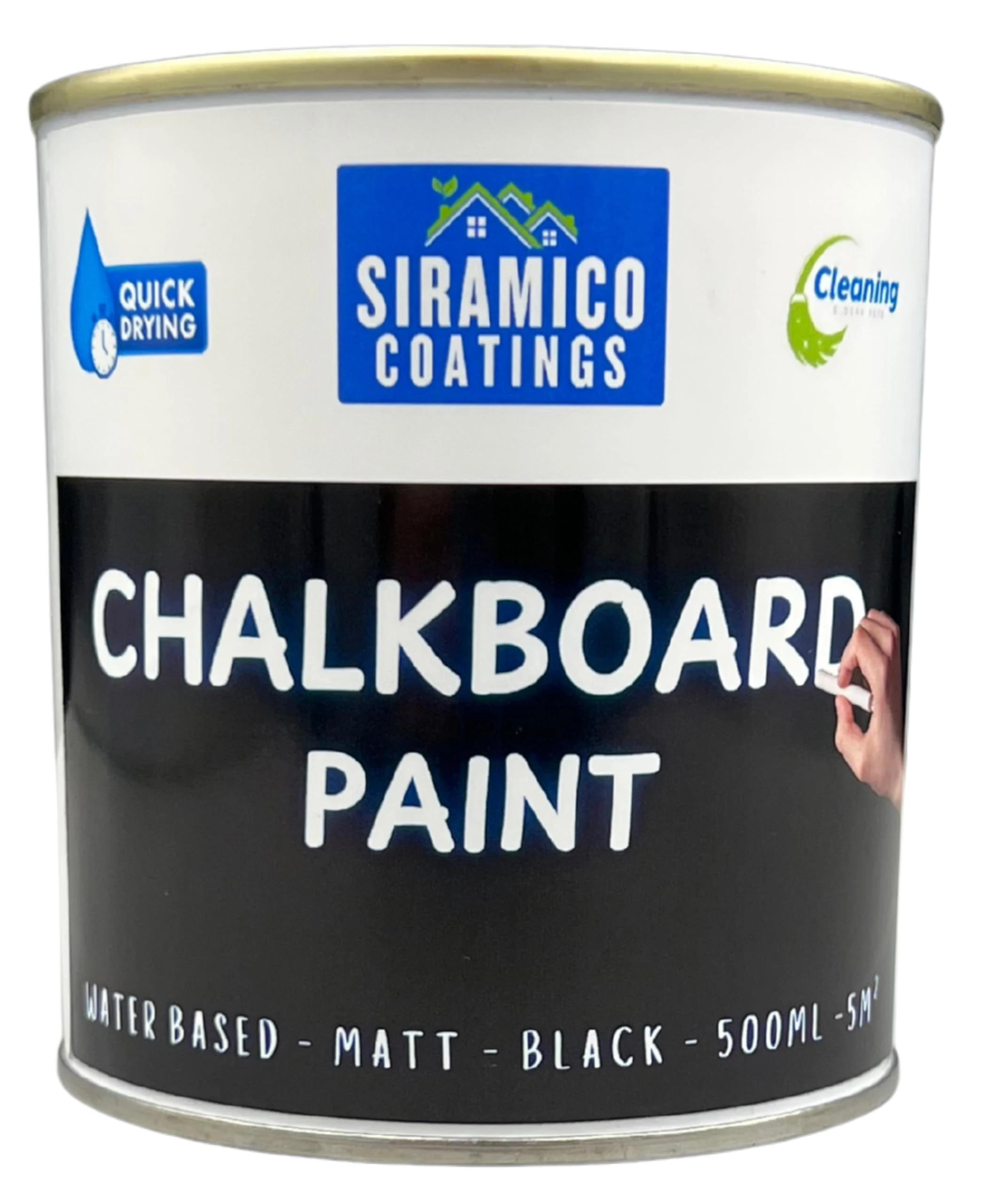 SIRAMICO COATINGS Chalkboard Paint | 500ml - Black | Water-based, Non-toxic, Low odour Indoor and Outdoor Paint