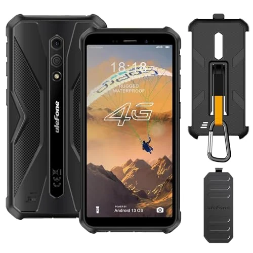 Ulefone Armor X12 Pro Rugged Smartphone, 10GB + 64GB, IP68/69K Waterproof, 3-Card Slot, Octa Core, Android 14 Unlocked Outdoor Mobile Phones, 5.45 inch Tough Screen, 13MP +8MP Camera, NFC, Black