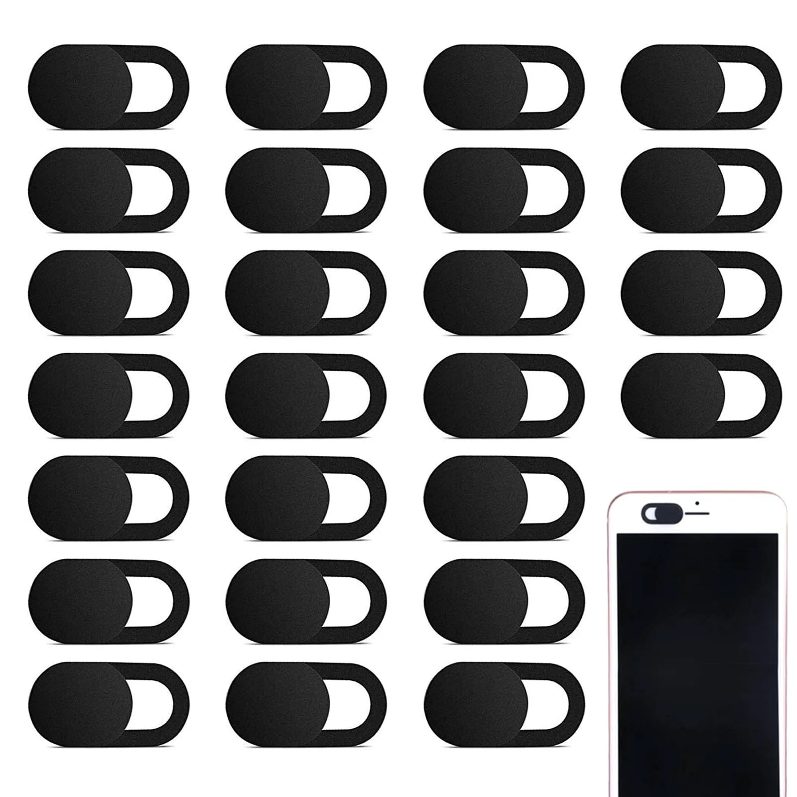 25 Pcs Webcam Cover Slider for Privacy, Camera Cover, Phone Camera Cover, 0.027in Thin Design Web Camera Cover Slide for Laptop, Desktop, Pc, Tablet, Smartphone and More(Black)