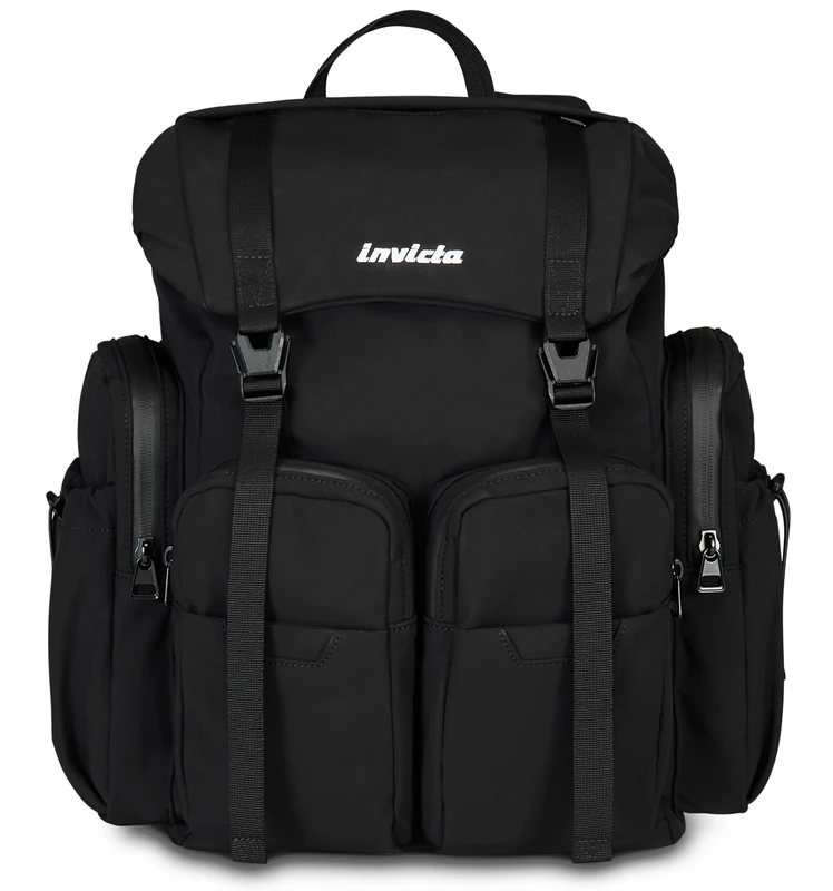 Invicta Monviso X Leisure Backpack, Black, Single Compartment with 14 Inch PC Pocket, Bottle Pocket and Reinforced Base, Large Capacity Backpack 29 L for Leisure and Travel, for Men and Women