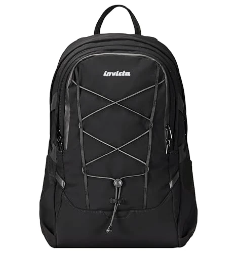 Invicta Act Plus Work Backpack, Black, Double Compartment with 14" PC Pocket, Water Bottle Pocket and Reinforced Base, Large and Versatile 29L Backpack for Office and University, for Men and Women,