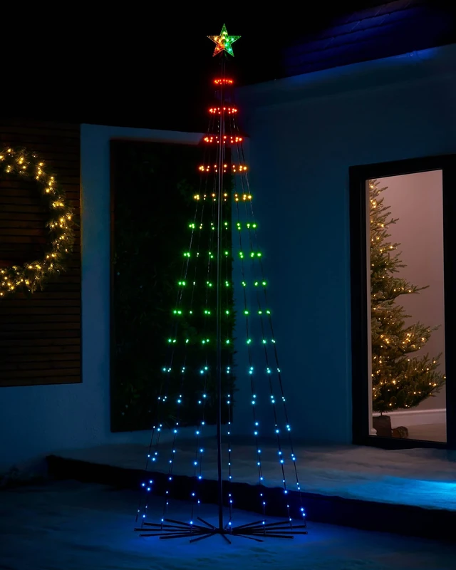Colour Changing Waterfall Christmas Tree with Star Remote Controlled
