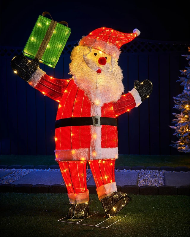 WeRChristmas 3D Tinsel Santa with Gift Box Silhouette