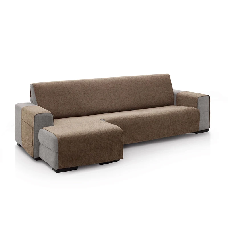FAVERTI® Left Arm Chaise Longue Sofa Cover 240 (Front View) | PEGO Model | Suede | Extra Soft Chenille Touch, Quality Chaise Protector Made in Spain with Recycled Material