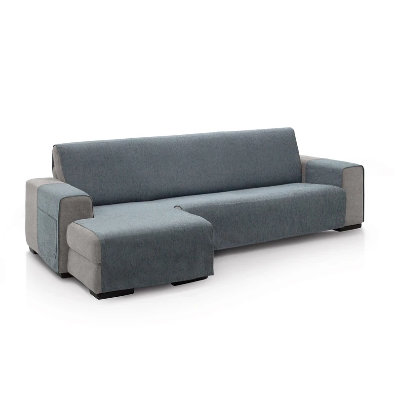 FAVERTI® Left Arm Chaise Longue Sofa Cover 240 (Front View) | PEGO Model | Dark Grey | Extra Soft Chenille Touch, Quality Chaise Protector Made in Spain with Recycled Material