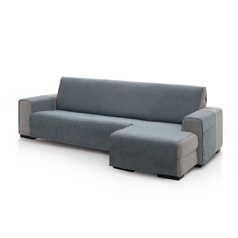 FAVERTI® Right Arm Chaise Longue Sofa Cover 240 (Front View) | PEGO Model | Dark Grey | Extra Soft Chenille Touch, Quality Chaise Protector Made in Spain with Recycled Material