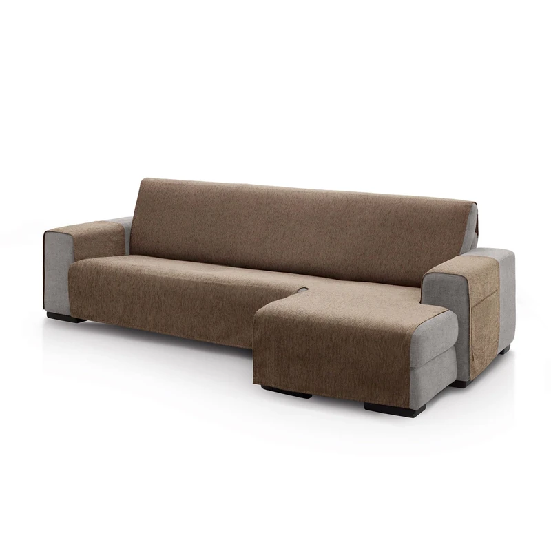 FAVERTI® Right Arm Chaise Longue Sofa Cover 240 (Front View) | PEGO Model | Suede | Extra Soft Chenille Touch, Quality Chaise Protector Made in Spain with Recycled Material