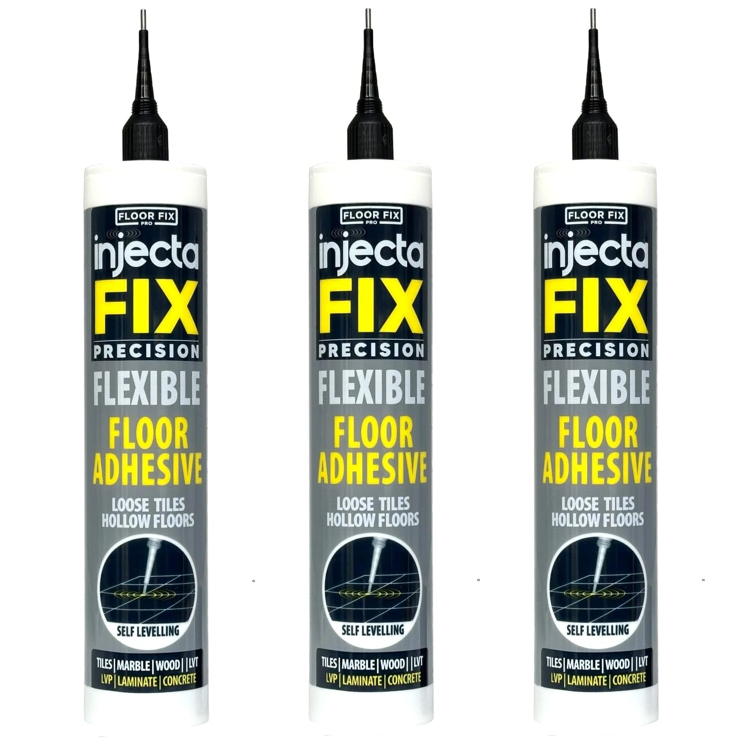 Injectafix Precision 300ml | Extra Strength | Fix Floors and Loose & Hollow Tiles, Wood, LVT & Laminate - Includes Precision Injection Stainless Steel 1.8 mm (3)