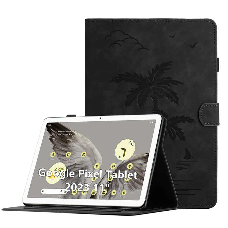 Case for Google Pixel Tablet 2023 11 Inch Premium PU Leather Tablet Protective Case Magnetic Folio Cover with Stand Function and Card Slot, Black