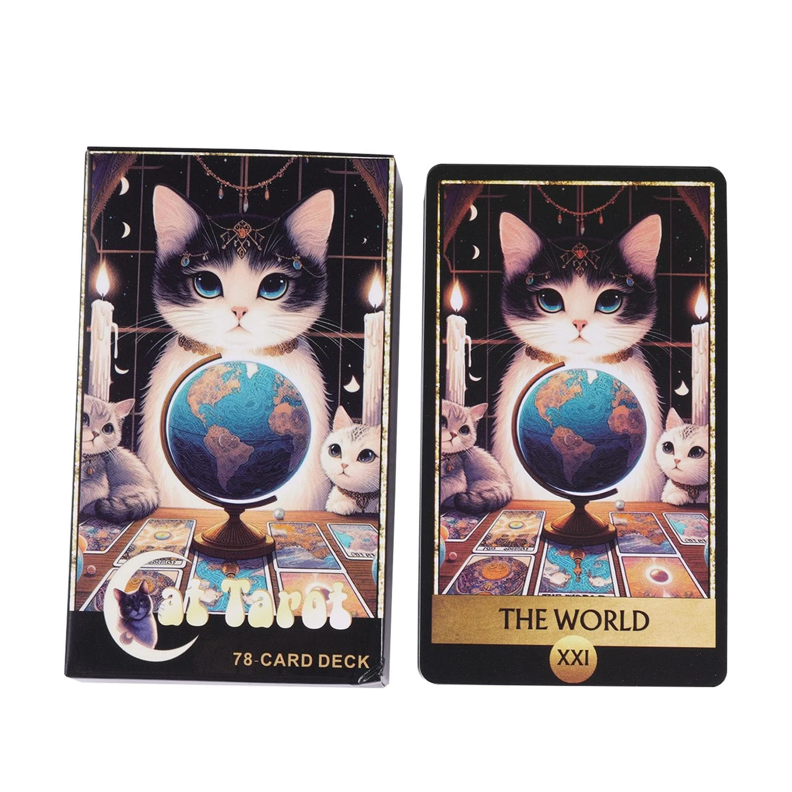 kivrimlarv Portable Tarot Games, Tarot For Parties, Tarot Oracle Games, Cat-Themed Tarot Deck, 78pcs Tarot Oracle Deck With Clear Printing For Gatherings And Spiritual Readings