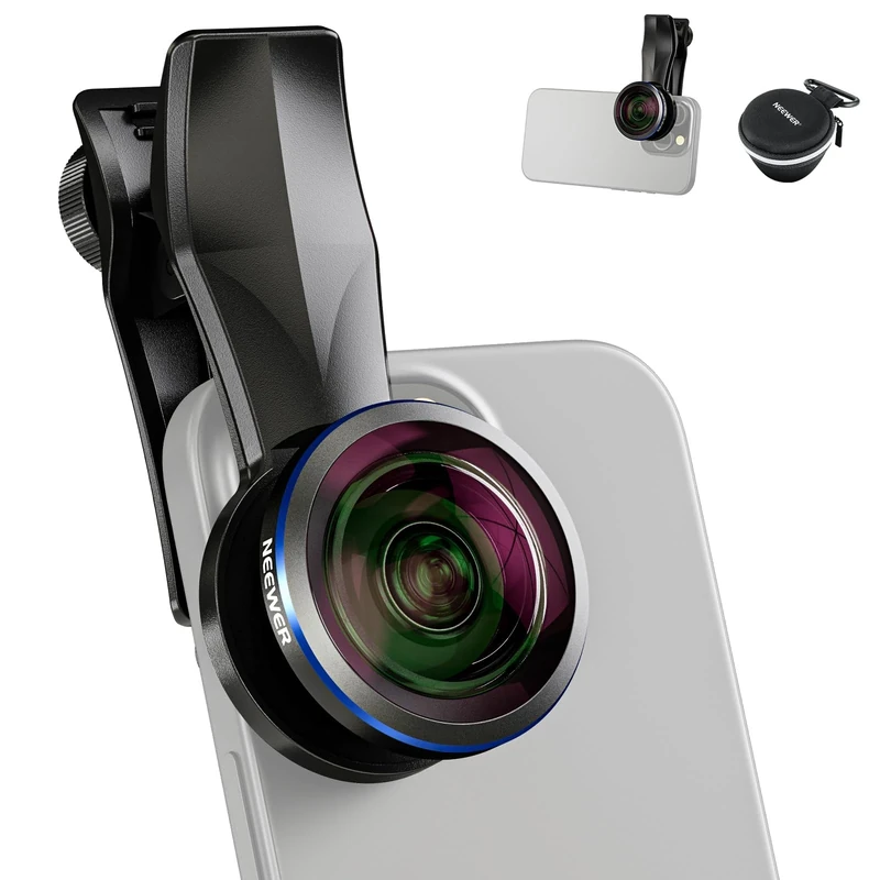 NEEWER 8mm Fisheye Lens with 220° Wide Angle & 17mm Thread Phone Lens Clip, Also for 17mm Threaded Phone Cage/Case/Clamp/Backplate, LS-29 PRO