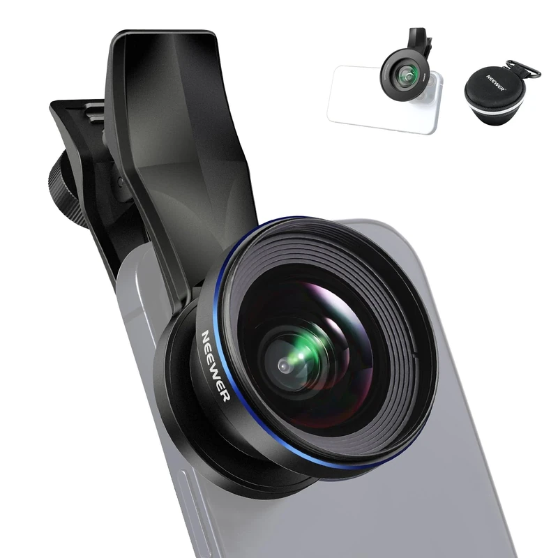 NEEWER 18mm Wide Angle Lens 0.5X Magnification with 17mm Thread Lens Clip & 67mm Filter Ring, Compatible with iPhone 17 16 15 Android Samsung S25 Ultra Phone Cage, LS-42 PRO