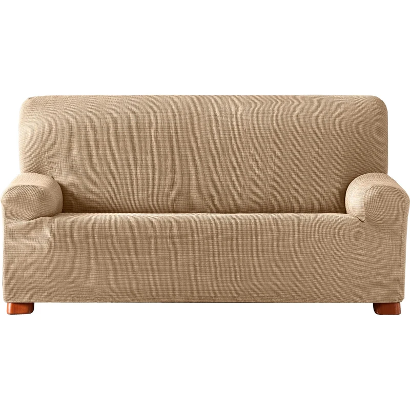 ECOMMERC3 Elastic Jacquard Sofa Cover Size 4 Seater Universal Fit and Breathable – Beige Sofa Cover with Anti-Wear Protection Non-Slip Design with Elastic Band