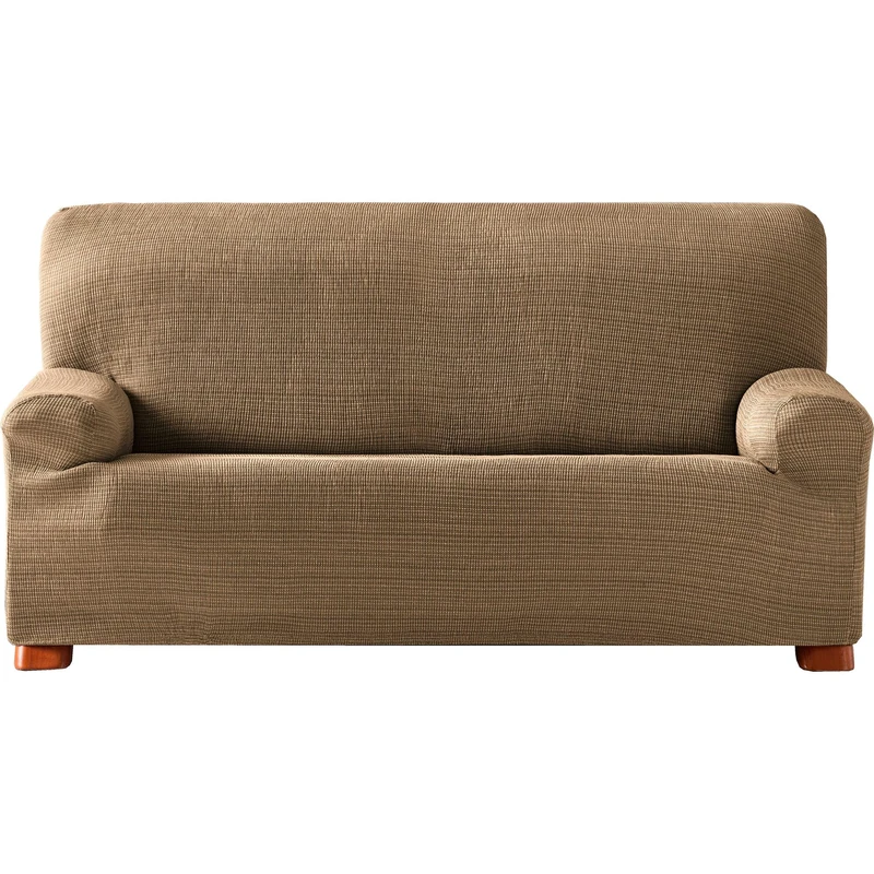 ECOMMERC3 Elastic Jacquard Sofa Cover Size 2 Seater Universal Fit and Breathable – Taupe Colour Anti-Wear Protection Non-Slip Design with Elastic Band