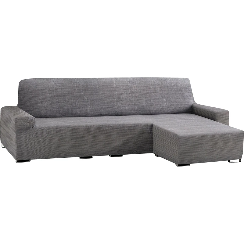 ECOMMERC3 | Chaise Longue Sofa Cover Short Right Arm Jacquard Elastic – Grey Chaise Longue Sofa Cover Universal Fit with Gripping Foams and Non-Slip Rubber - Image 1