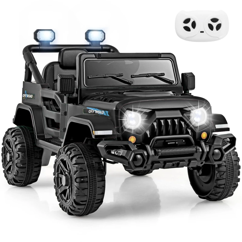 GYMAX Kids Ride on Car, 12V Battery Powered Toy with Remote Control (Black)