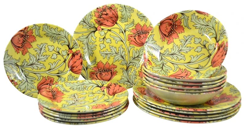 CreaTable, 24022, Florentina Series, 18-Piece Set for 6 Persons, Teller Set aus Steingut, spülmaschinen- und mikrowellengeeignet, Qualitätsproduktion