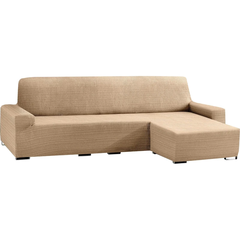 ECOMMERC3 | Chaise Longue Sofa Cover Short Right Arm Elastic Jacquard – Beige Universal Fit Chaise Longue Sofa Cover with Gripping Foams and Non-Slip Rubbers