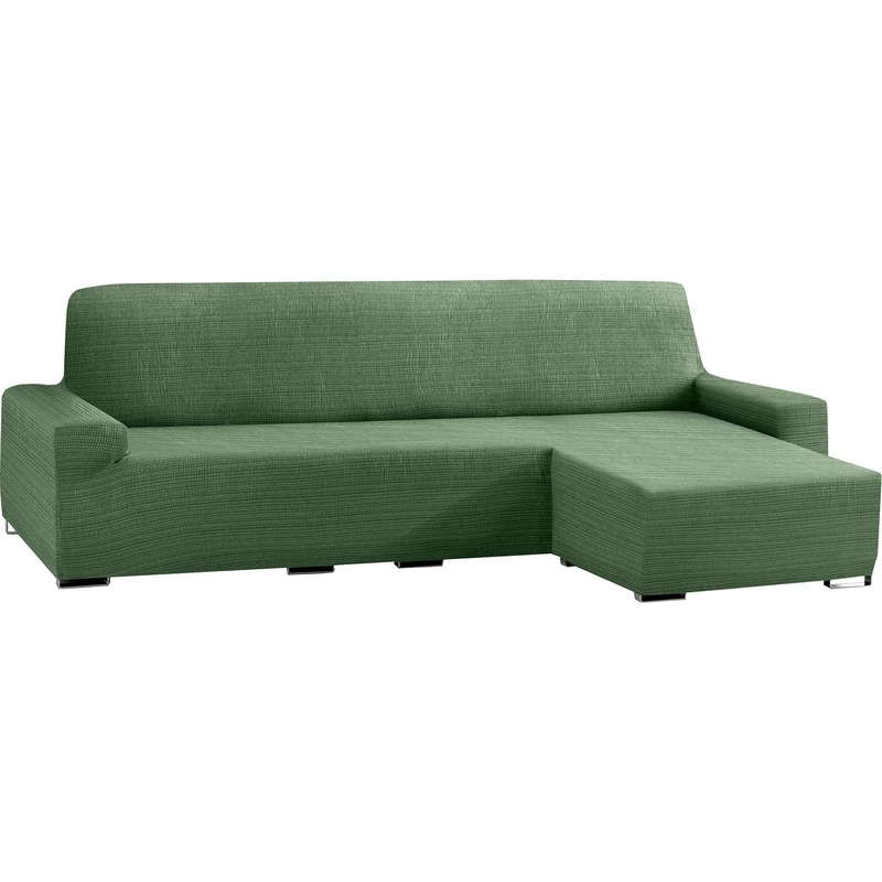 ECOMMERC3 | Chaise Longue Sofa Cover Short Right Arm Elastic Jacquard – Green Chaise Longue Sofa Cover Universal Fit with Gripping Foams and Non-Slip Rubber