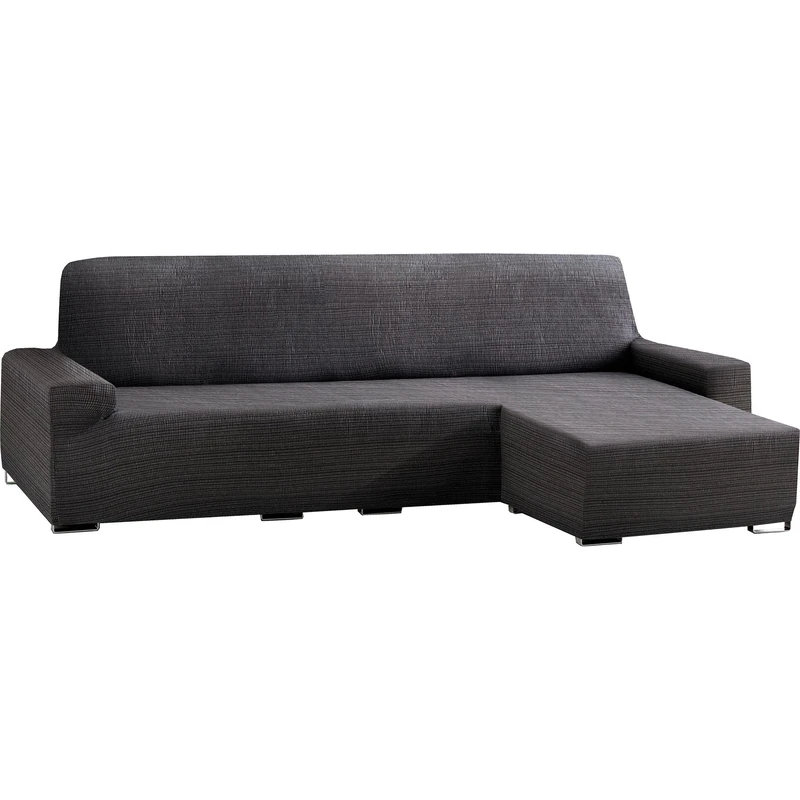 ECOMMERC3 | Chaise Longue Sofa Cover Short Right Arm Jacquard Elastic – Dark Grey Chaise Longue Sofa Cover Universal Fit with Gripping Foams and Non-Slip Rubber