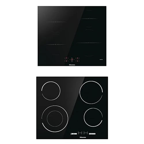Hisense HI6401BSC Built-in 60cm Induction Hob Ceramic Glass Panel - Black 7200W+ Hisense E6432C Built-in 60cm Electric Ceramic Hob with Touch control - Black 7200W,