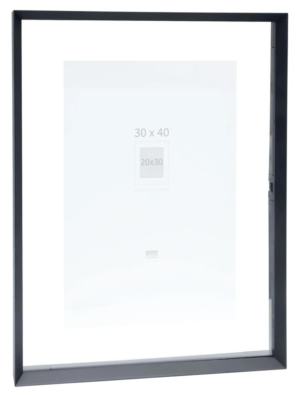Deknudt Frames - Photo frame - between two glasses - black edge - aluminium - for format up to 30x40 cm - S028K2 - to hang