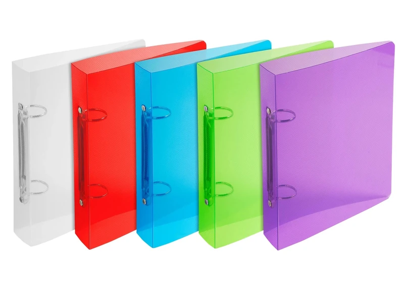 Exacompta - Ref 998X - Box of 15 Crystal Binders - 2 Round Rings 30 mm - Spine 40 mm - External Dimensions: 23 cm x 20 cm - A5 File Format - Assorted