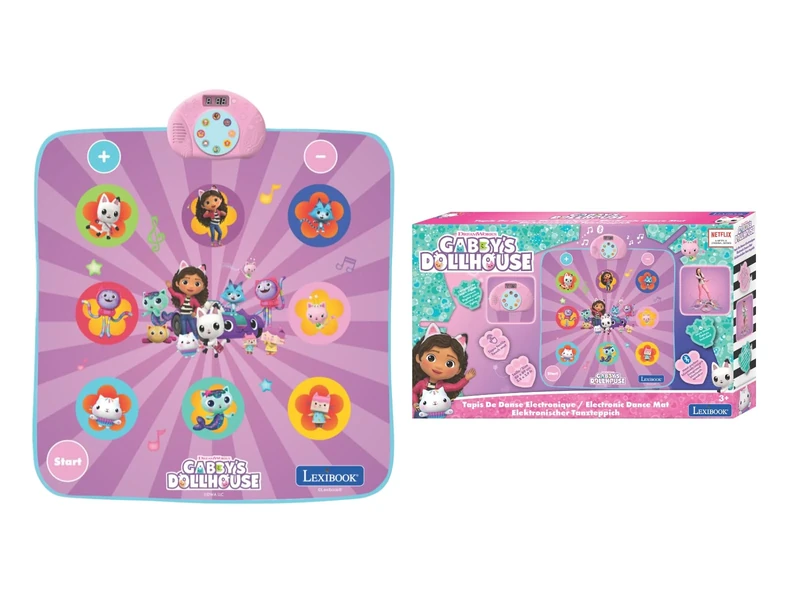 LEXIBOOK, Gabby's Dollhouse, Electronic Dance Floor Mat, Illuminated Keys, Built-in Speaker, Purple, DM10GDH