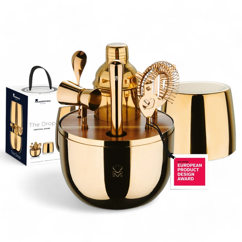 MasterPRO The Drop 6 Piece Stainless Steel Cocktail Bar Set - Elegant, Durable and Multi-Functional - Ideal Gift Idea (Christmas, Easter, Wedding) - Gift Box Included