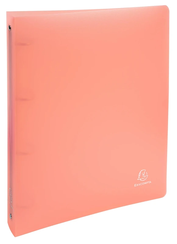 Exacompta - Ref 51977E - Box of 15 Chromaline Binders - 4 Round Rings Diameter 30 mm - Spine 40 mm - Dimensions 32 x 27 cm - A4 Maxi File Format - Coral - Image 1
