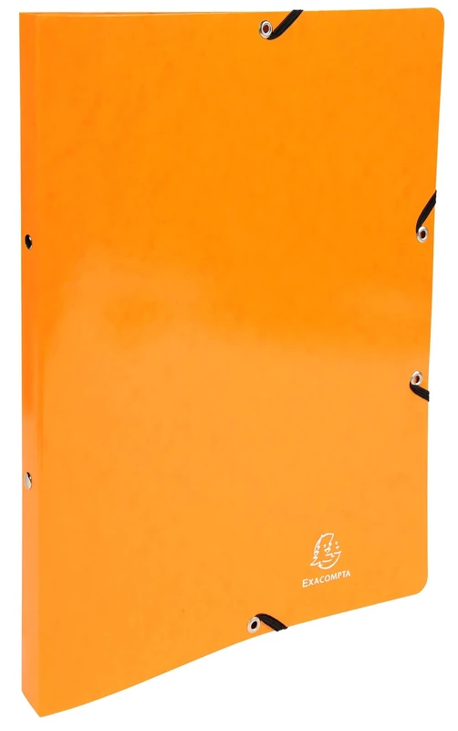 Exacompta - Ref 54884E - Box of 20 Glossy Card Binders - with Elastic Bands - 2 Round Rings 15 mm - Spine 20 mm - External Dimensions: 32 x 25 cm - File Size A4 - Orange