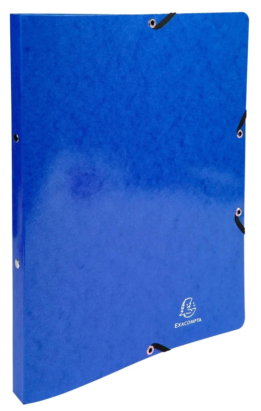 Exacompta - Ref 54882E - Box of 20 Glossy Card Binders - with Elastic Bands - 2 Round Rings 15 mm - Spine 20 mm - External Dimensions: 32 x 25 cm - File Size A4 - Dark Blue