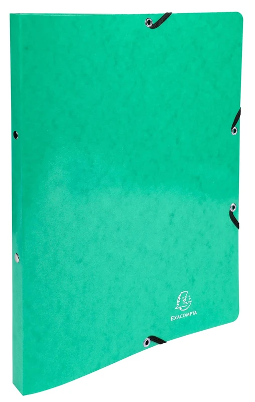 Exacompta - Ref 54898E - Box of 20 Glossy Card Binders - with Elastic Bands - 2 Round Rings 15 mm - Spine 20 mm - External Dimensions: 32 x 25 cm - File Size A4 - Dark Green - Image 1