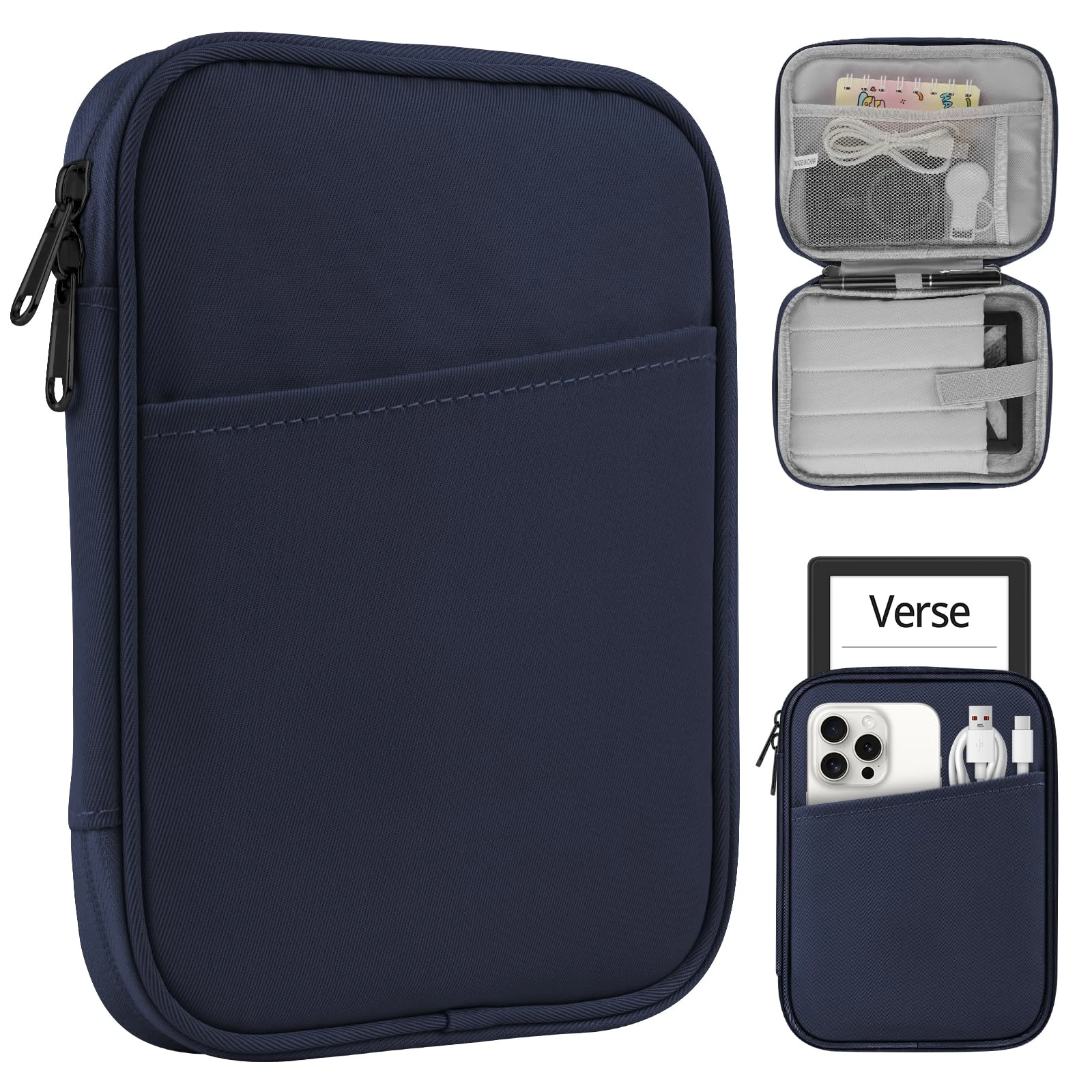 HoYiXi Universal Sleeve Bag for 6",6.8",7" Kindle Paperwhite/Colorsoft 2024-2012 Compatible with 6"-6.8" All-New Kindle/Kobo/Tolino/Sony,6" EReader with Anti-Drop Protective Cover,Blue