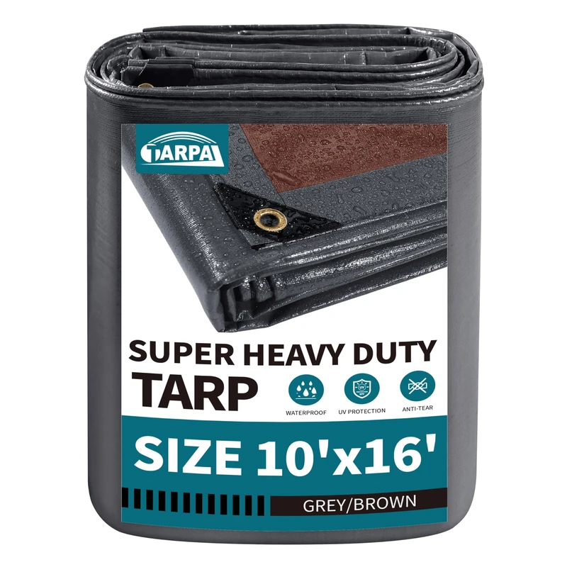TARPAL tarp 10x16 Feet Super Heavy Duty Tarps Cover 20mil,Grey/Brown tarp
