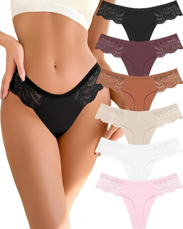 READY TO LOVE Seamless Thongs for Women Lace Knickers Sexy Underwear Women No Vpl Ladies Thongs Womens Tangas Multipack 6-Pack