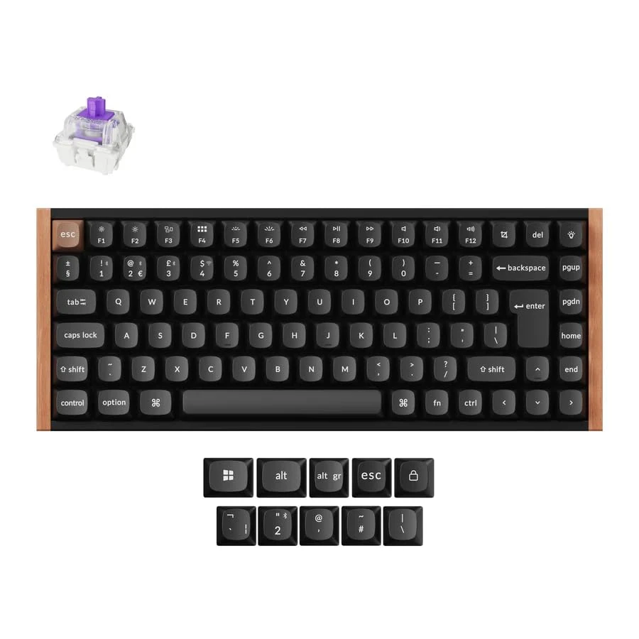 Keychron K2 HE Custom Mechanical Gaming Keyboard, RGB Aluminum Frames with Hot-Swappable Hall Effect Gateron Double-Rail Magnetic Nebula Switch, 2.4 GHz/Bluetooth/Wired - Carbon Black(UK Layout)