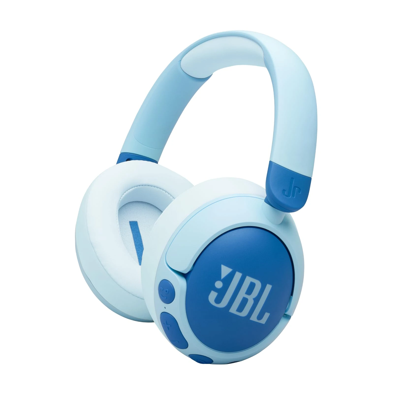 JBL Junior 470 NC, Kid-Friendly Wireless Over-Ear Bluetooth Headphones with Active Noice Cancelling, Built-In Mic, 50H Playback, JBL Safe Sound, Low Volume, Easy Controls and Sticker Set, Blue