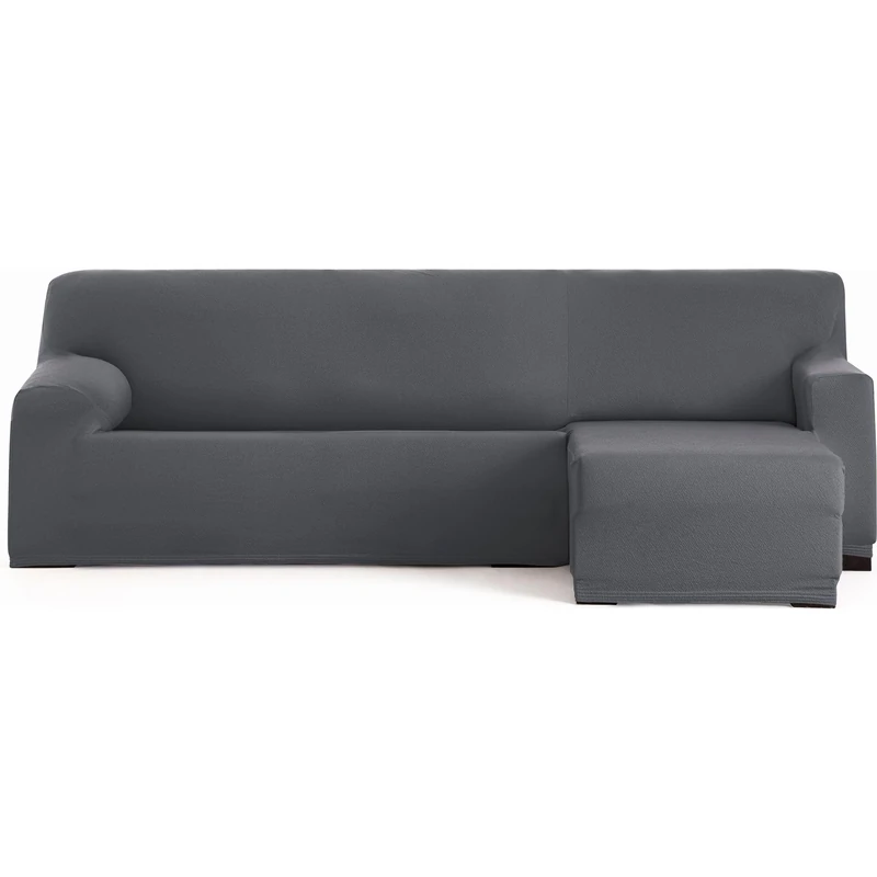 ECOMMERC3 | Chaise longue Cover Short Right Arm Bi-Elastic Breathable – Dark Grey Chaise Lounge Sofa Cover with Elastic Straps and Foams, Wear Protection