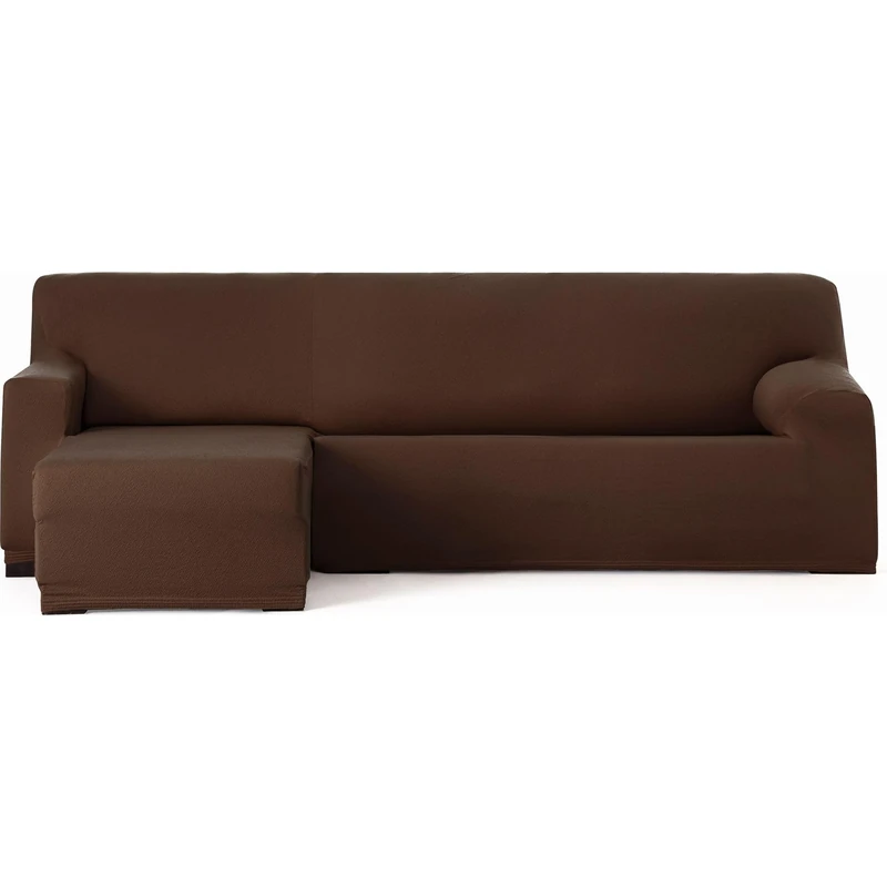 ECOMMERC3 | Chaise longue Cover Short Left Arm Bi-Elastic Breathable – Brown Chaise Lounge Sofa Cover – Adjusting Rubber and Foams for Fastening, Wear Protection