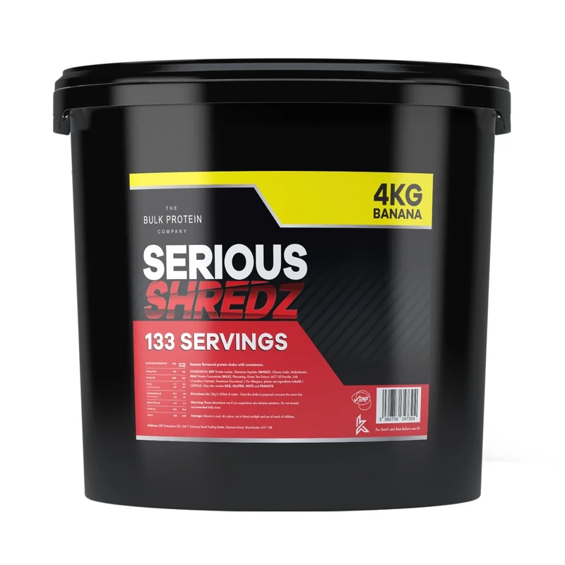 SERIOUS SHREDZ, 4kg (133 Servings) – Diet Whey Protein Powder – Contains L-Carnitine L-Tartrate and Green Tea Extract – Lean Muscle Growth, Meal Replacement Shakes for Weight Loss – Banana