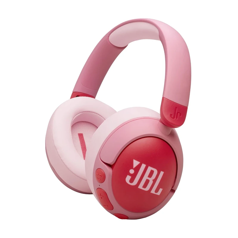 JBL Junior 470 NC, Kid-Friendly Wireless Over-Ear Bluetooth Headphones with Active Noice Cancelling, Built-In Mic, 50H Playback, JBL Safe Sound, Low Volume, Easy Controls and Sticker Set, Pink