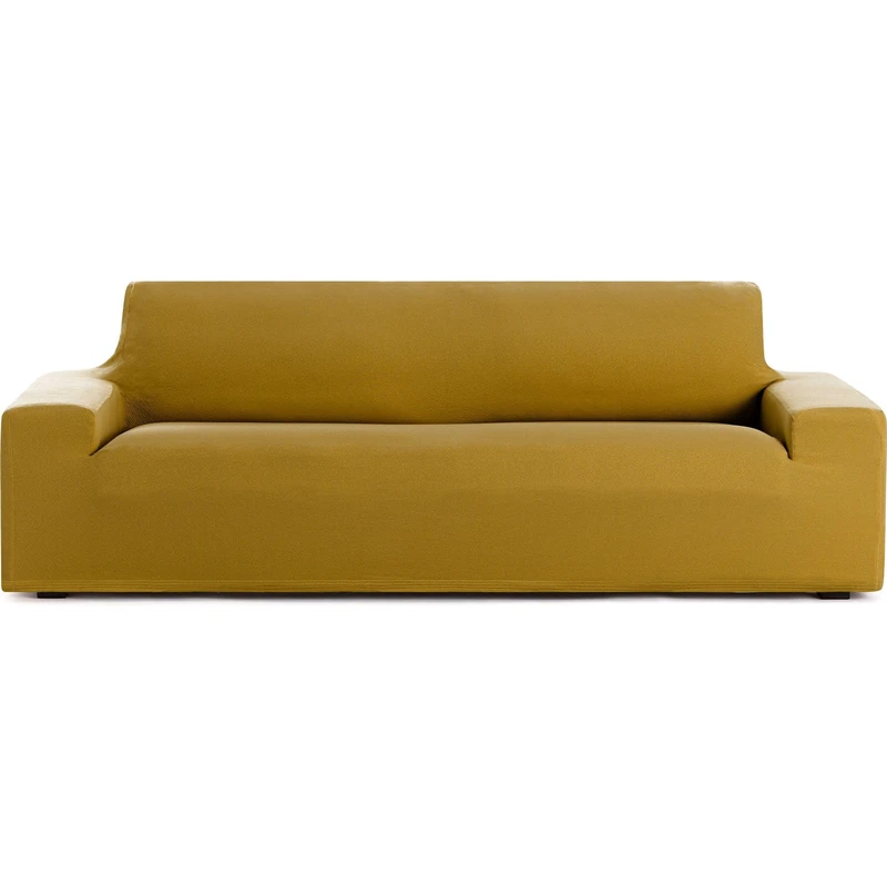 ECOMMERC3 Bi-elastic Breathable 3 Seater Sofa Cover – Non-Slip Fit Sofa Cover, Mustard Colour, Easy to Put on and Remove, Includes Fastening Foams - Image 1