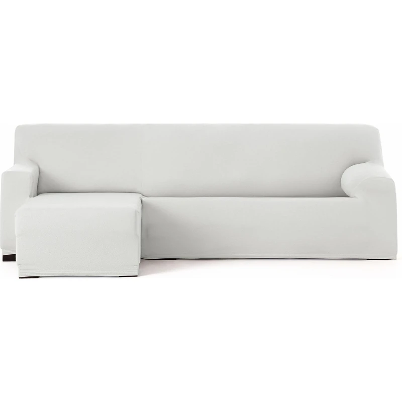 ECOMMERC3 Chaise longue Cover | Short Left Arm Bi-Elastic Breathable Sofa Cover – White Chaise Lounge Cover with Elastic and Foam Adjustment, Wear Protection