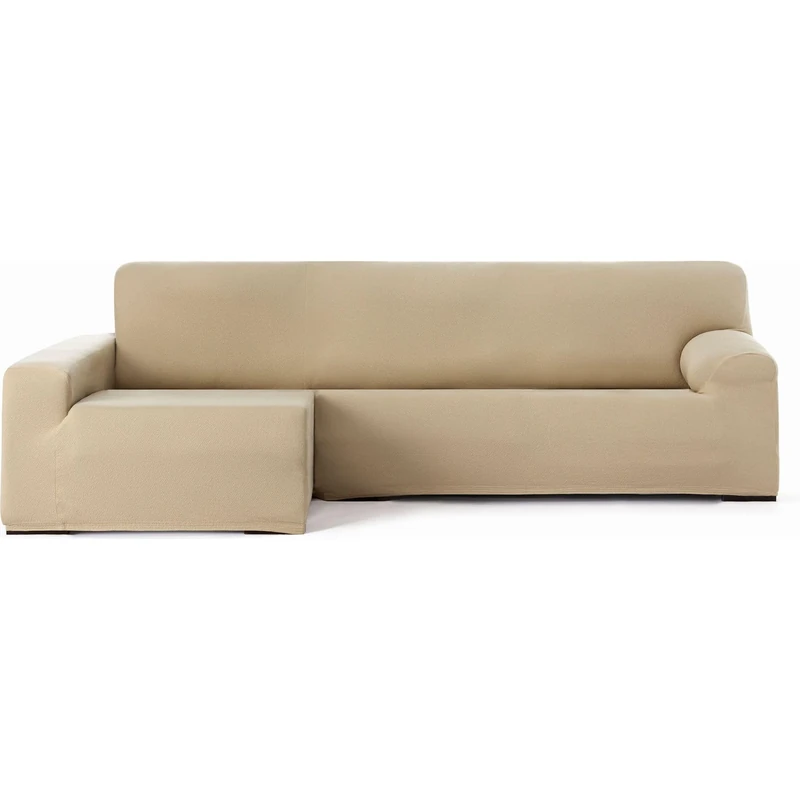 ECOMMERC3 | Chaise longue sofa cover with long arm left arm bi-elastic breathable – beige chaise longue sofa cover with elastic straps and foams to protect against wear and tear