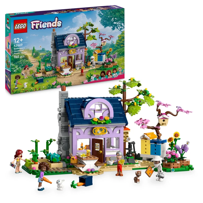 LEGO Friends Beekeepers’ House and Flower Garden Set, Creative Toy with 4 Mini Dolls, Cat & Rabbit Animal Figures, plus Accessories - Gift for 12+ Year Old Girls & Teens - 42669
