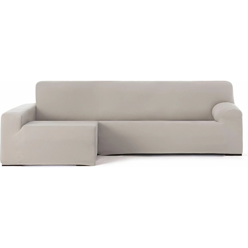 ECOMMERC3 | Chaise longue Cover Left Arm Long Arm Bi-Elastic Breathable – Linen Colour Chaise Lounge Sofa Cover with Elastic Straps and Foams, Wear Protection